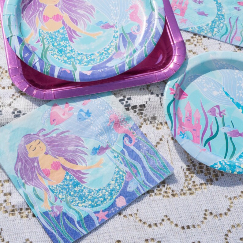 Mermaid Napkins/ Small Purple Mermaid Party Napkins/ Mermaid Etsy