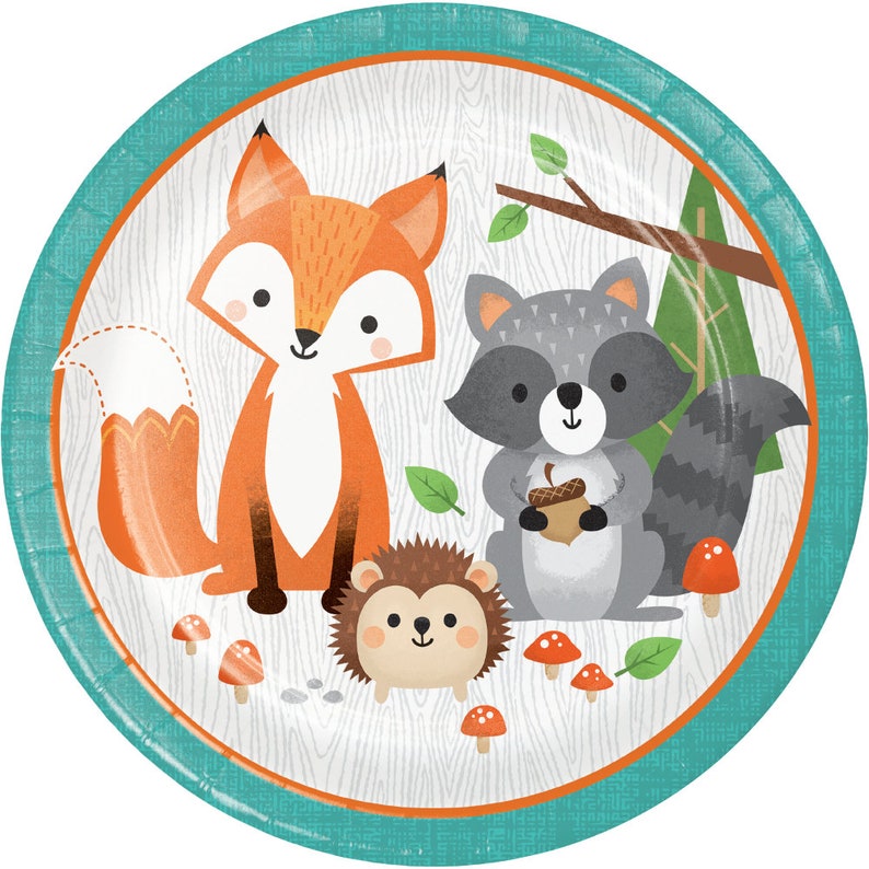 Woodland Party Decoration Woodland Baby Shower Plates Woodland Birthday Fox Napkins Fox Plate Woodland Party Supplies- Fox Party Plates
