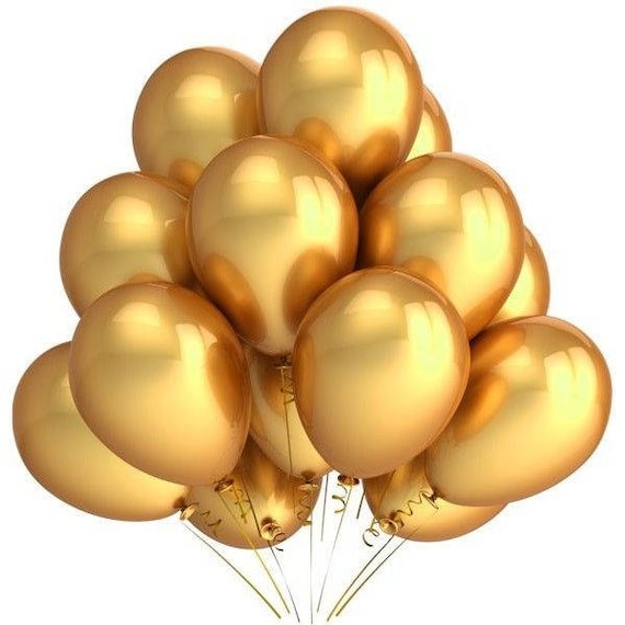 100 CT Metallic Chrome Gold Latex Balloons/ Metallic Gold Balloon