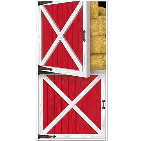 Farm Red Barn Door Cover Farm Birthday Party Door Decor Red Etsy