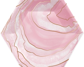 Rose Gold Geode Foil Plates / Rose Gold Party Plates/ Rose Gold Party / Rose Gold Foil Plates /  Rose Gold