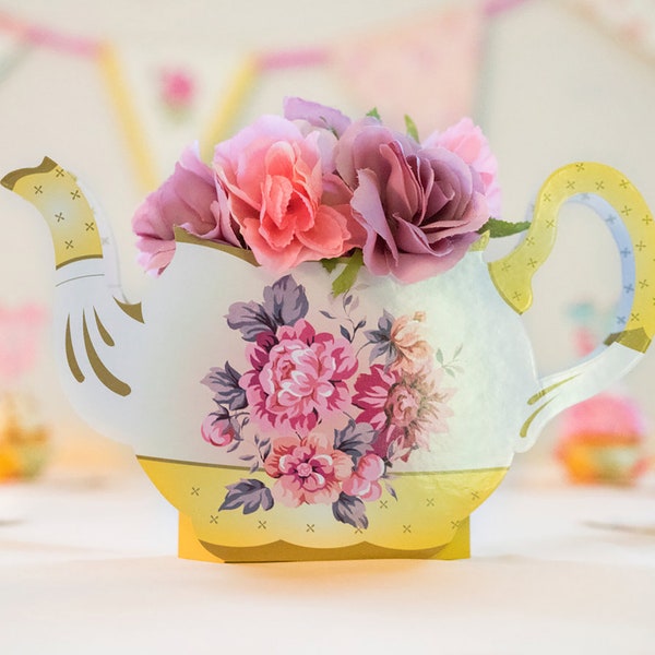 Teapot Centerpiece- Teapot Flower Vase, Tea Party Decoration, Tea Party Centerpiece, Flower Vase, Teapot Vase