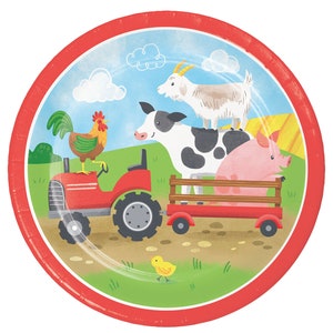 Farm Party Small Plates- Barnyard Party Plates, Farm Birthday, Farm Party Supplies, Barnyard Birthday