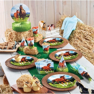 Horse Theme Party Tablecover/ Horse Birthday Party Plastic Tablecover/ Horse Lover's Party Decor/ Horse Decor image 2