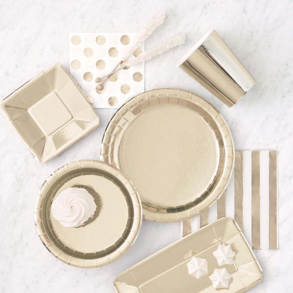 Metallic Square Gold Foil Paper Plates/ Shiny Gold Square Etsy