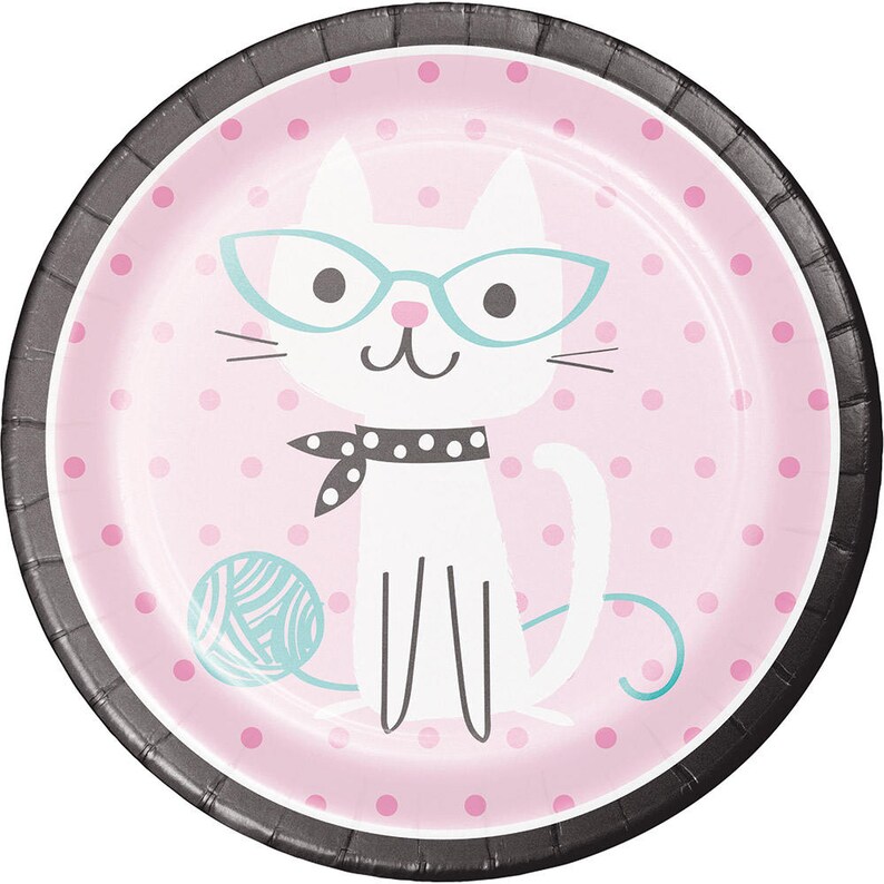 Pretty Kitty Birthday Party Plates / Cat Birthday Party Plates Etsy