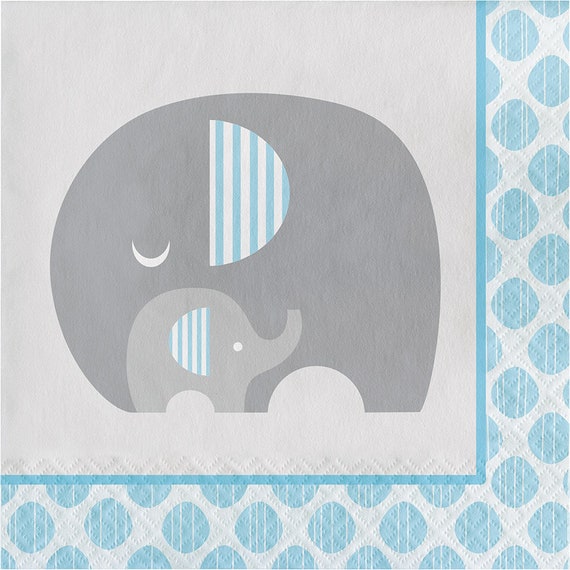 Elephant Party Napkins Baby Shower Napkins Boy Elephant Baby Etsy