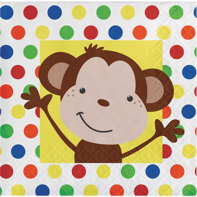 Fun Monkey Party Napkins/ Monkey Birthday Party Napkins/ Etsy