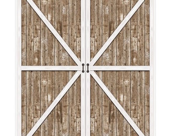 XL Rustic Barn Door Photo Booth Backdrop, Western Party Prop (6x5 ft)