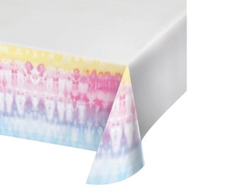 Pastel Tie Dye Table Cover- Tie Dye Birthday Party, Groovy Party Tablecover, 60s Party Plates, Tie-Dye Cups, Tie Dye Party Decor