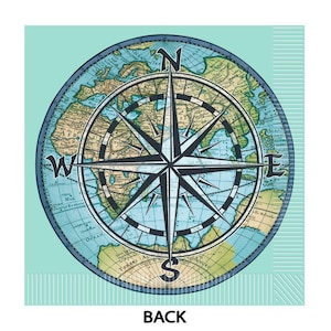 Compass Party Napkins- Globe Napkins , Adventure Napkins, Globe Napkins, Map Napkins, World Party Decoration