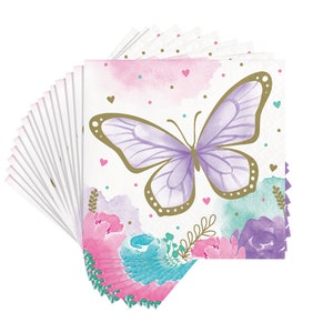 Butterfly Party Napkins- Small Butterfly Napkins, Butterfly Baby Shower, Butterfly Birthday, Pastel Butterfly, Gold Butterfly