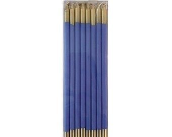 Tall Blue Candles, Gold Dipped Candles, Blue and Gold Birthday Candles