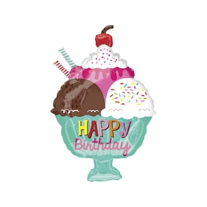 Ice Cream Sundae Birthday Balloon/  Sprinkles Party Supplies/ Icecream Party/ Ice Cream Birthday/ Summer Party