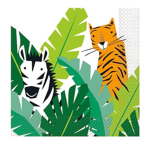 Jungle Party Napkins- Large Jungle Napkins. Safari Party Napkins. Wild One Napkins, Party Animals Napkins, Jungle Birthday, Safari Birthday