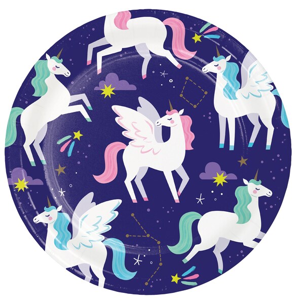 Platos de cumpleaños de unicornio: platos de unicornio grandes, servilletas de unicornio únicas, suministros de fiesta de unicornio, cumpleaños de unicornio