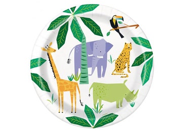 Jungle Party Plates- Large Jungle Plates. Safari Party Plates. Wild One Plates, Party Animals Plates, Jungle Birthday, Safari Birthday