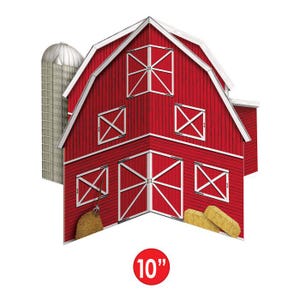 3-D Red Barn Table Centerpiece: Farm Birthday Party Decor (10")