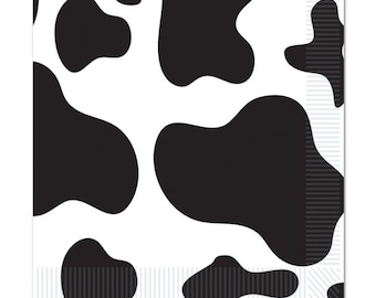 Servilletas con estampado de vaca – Artículos para fiestas de cumpleaños con temática de rodeo y vaqueros