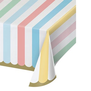 Cubierta de mesa de fiesta de helado- Cumpleaños de helado, Decoración de fiesta, Decoración de helado, Dos decoraciones dulces, Suministros de fiesta de helado, Raya pastel