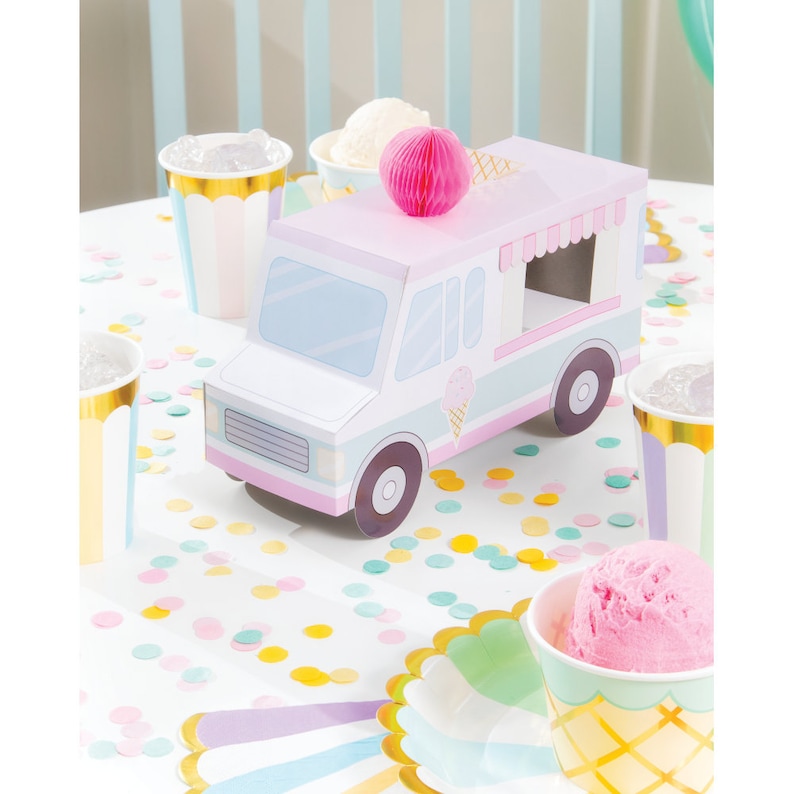Ice Cream Truck Centerpiece- Ice Cream Birthday Ice Cream Party Supplies Ice Cream Decor Two Sweet Decor Party Decoration