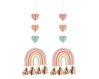 Boho Rainbow Decorations- Boho Baby Shower, Boho Rainbow Birthday, Watercolor Rainbow, Muted Rainbow Party, Rainbow Party Decorations