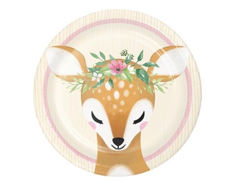 Deer Party Plates- Small Deer Plates, Deer Baby Shower, Deer Birthday, Deer First Birthday, Deer Plates, Our Little Deer is One Plates