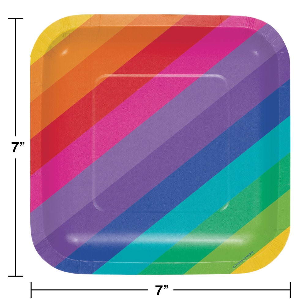 Square Rainbow Party Plates Rainbow Party Rainbow Birthday Etsy