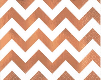 Rose Gold Foil Chevron Napkins, Party Glitz (16 per package)