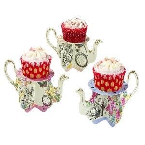 Alice in Wonderland Tea Party Cupcake Stands 6 CT| Alice Tea Party Decor | Tea Party Decorations