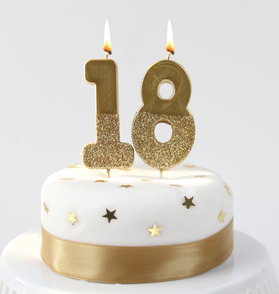 3 candele di compleanno numero dorato e stelle 16 cm