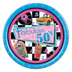 Fabulous 50&#39;s Party Supplies/ 50&#39;s Party Napkins/ 50&#39;s Party Plates/ 1950&#39;s Party Supplies/ Sock Hop Party/ Retro 50s Party
