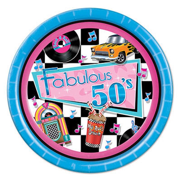 Fabulous 50's Party Supplies / 50's Party Napkins / 50's Party Plates / 1950's Party Supplies / Sock Hop Party / Retro 50s Party