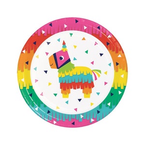 Large Fiesta Party Plates- Fiesta Plates, Fiesta Baby Shower, Fiesta Birthday, Nacho Average, Taco Bout, Three-Esta, Taco Twosday