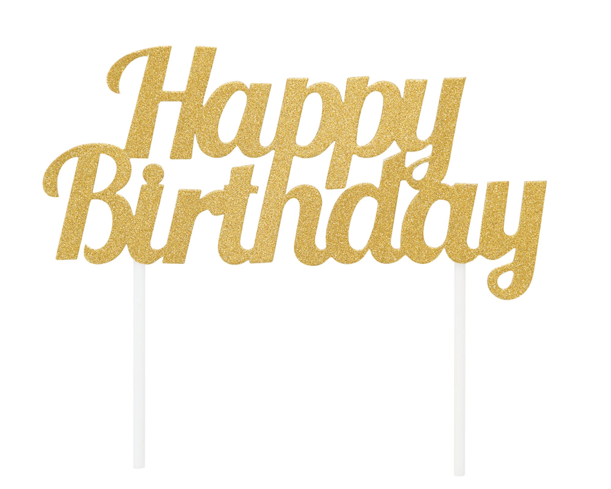 Cake Topper Happy Birthday Glitter Gold