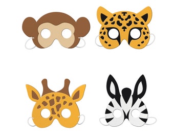 Party Animals Favor Masks- 4 CT Party Animal Masks, Party Animal Birthday, Party Animal Party Theme, Get Wild Favors