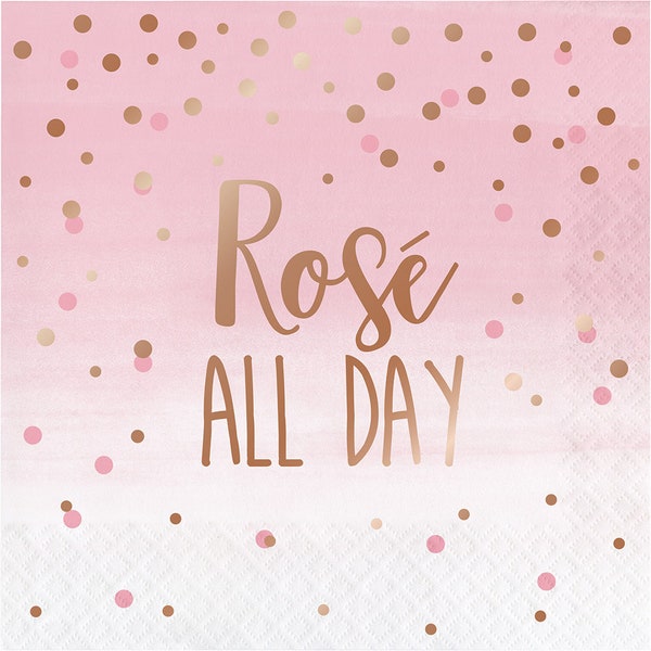 Rose All Day Rose Gold Foil Napkins/ Rose Gold Party Napkins/ Rose Gold Party / Rose Gold Foil Napkins/  Rose Gold