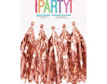 3 m Metallic Rose Gold Quaste Girlande / Rose Gold Dekor / Rose Gold Party Banner / Rose Gold Dekoration