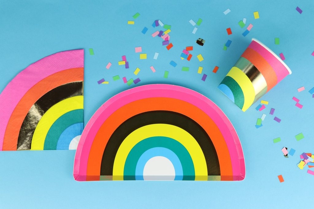 Piatti Ecologici In Carta A Tema Emoji Arcobaleno - 23 Cm, Confezione Da 8, Monouso Senza Plastica, Per Feste E Compleanni