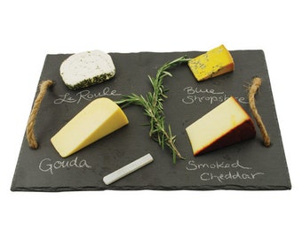 Slate Cheese Board & Chalk Set / Fancy Slate Platter / Farmhouse Slate Platter