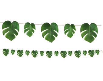 Green Lush Palm Leaf Party Banner/ Green Palm Leaf Banner/ Tropical Party Decor