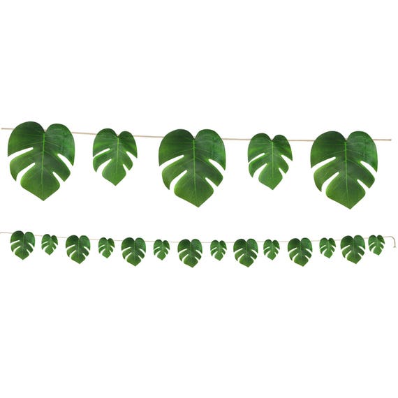 Green Lush Palm Leaf Party Banner Green Palm Leaf Banner Etsy