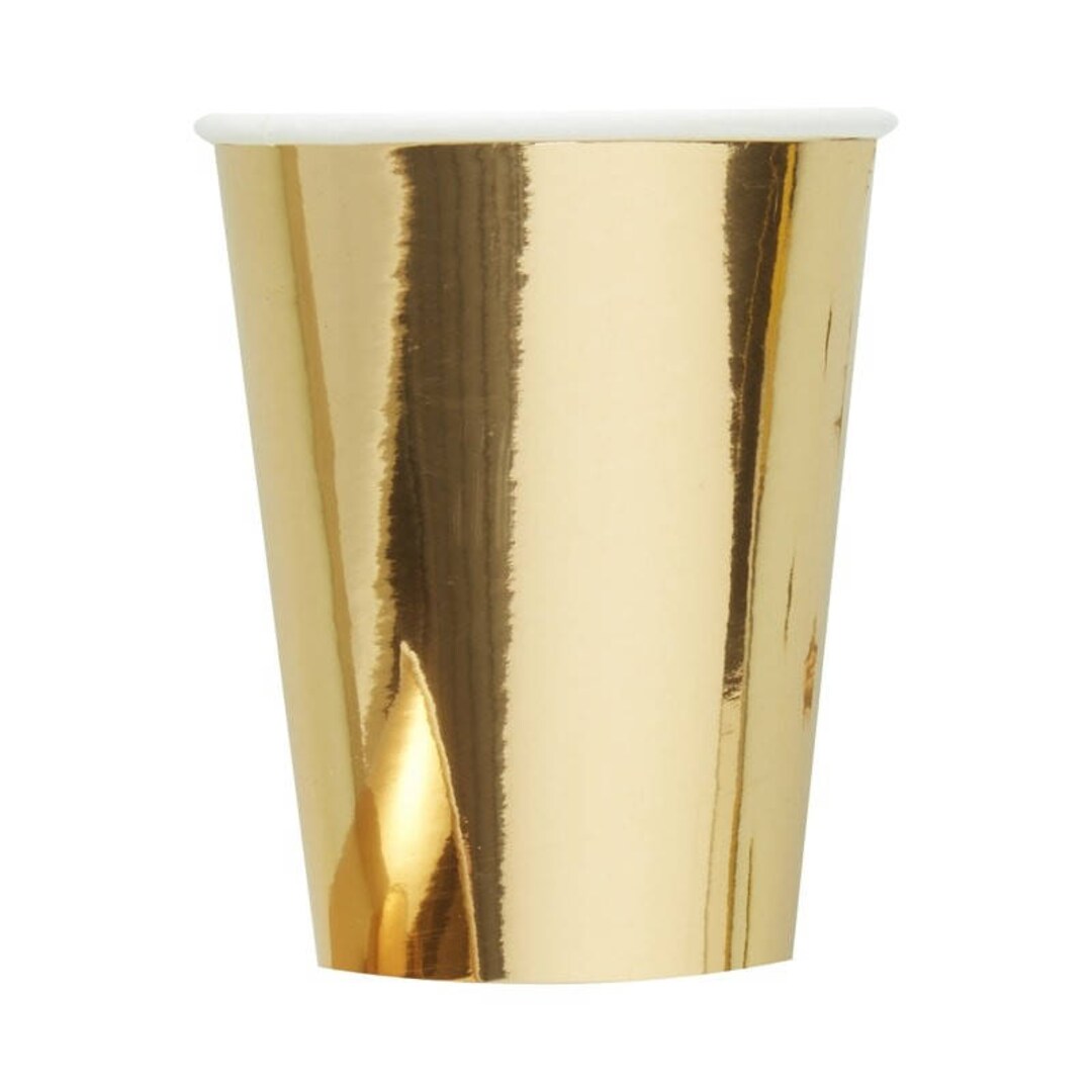 Metallic Gold Paper Cups- Shiny Gold 12 OZ. Cups, Gold Cups, Gold Party ...