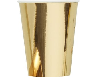 Metallic Gold Paper Cups- Shiny Gold 12 OZ. Cups, Gold Cups, Gold Party Supplies, Gold Decor