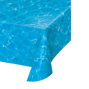 Mantel para fiesta con olas del océano azul: mantel para fiesta en la piscina azul, mantel para fiesta en la playa del océano, mantel para mesa con agua azul, decoración para fiesta en la piscina