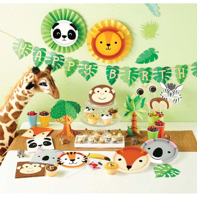 Jungle Party Plates Jungle Animals Party Supplies- Safari Plates Safari Party Decor Monkey Napkins Monkey Party Plates