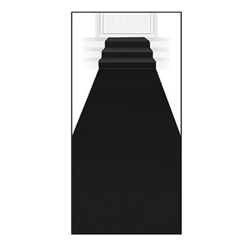 Puede incluir: Un corredor de alfombra negro con un contraescal&oacute;n de escalera negro en la parte superior. El corredor de alfombra es largo y estrecho, y el contraescal&oacute;n de escalera est&aacute; hecho de tres escalones.