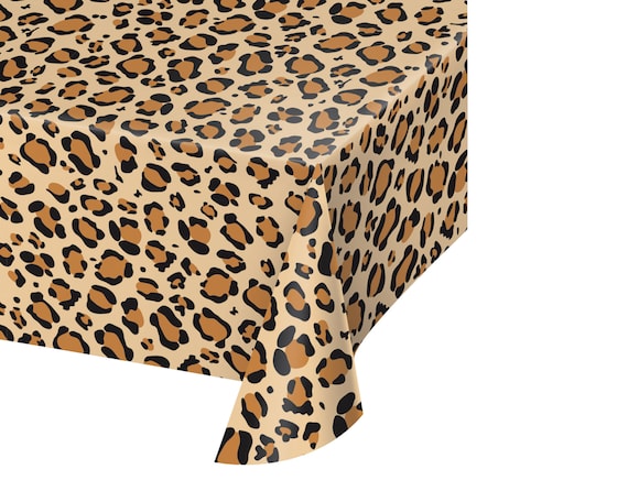 Creative Converting 329660 Classic All Over Print Plastic Tablecover, Leopard