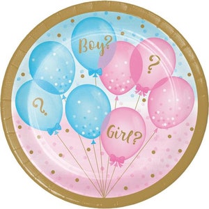 Piatti SM per rivelare il sesso del bambino/Festa per rivelare il sesso del bambino, Rivelazione del bambino, Squadra Ragazzo Squadra Ragazza, Decorazioni per rivelare il sesso del bambino, Squadra Rosa Squadra Blu, Baby Shower