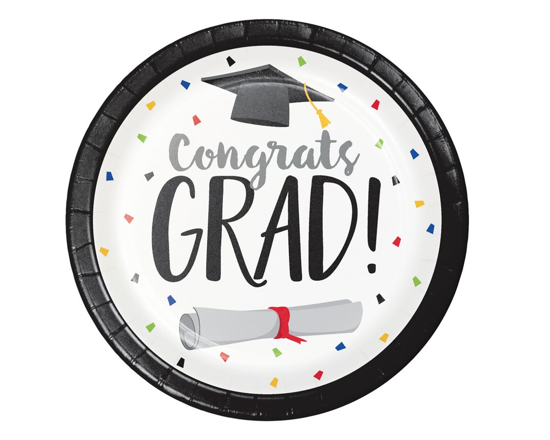 Graduation Party Plates Small Graduation Plates, Fun Graduation Plates, Hooray Graduation Plates